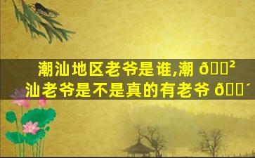 潮汕地区老爷是谁,潮 🌲 汕老爷是不是真的有老爷 🌴
